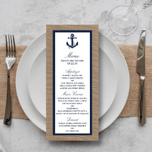 Ancla De Armada En El Menú De Bodas Burlap Beach