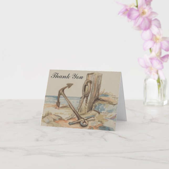 Ancla de barcos, playa y tarjeta de felicitación " (Orquídea)