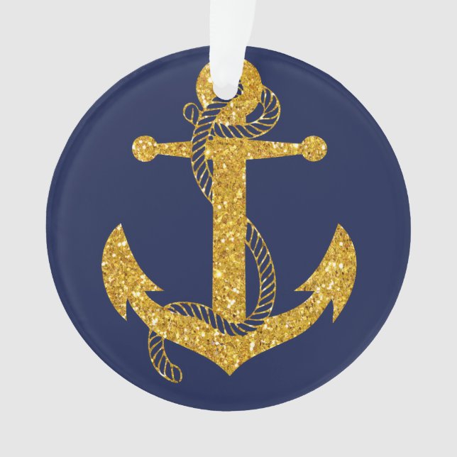 Ancla de Círculo de Ornamento Náutico Azul de Navi (Anverso)