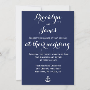 Ancla de invitaciones a la boda náutica azul de la
