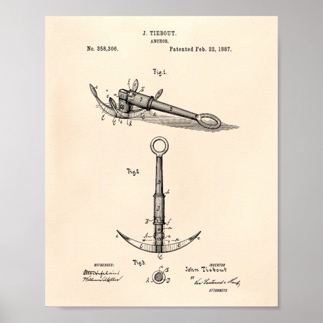 Ancla de Patentes de 1902 Anclaje de arte antiguo (Frente)