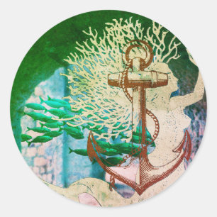 Ancla De Sirenas Y Escuela De Pegatinas De Pescado