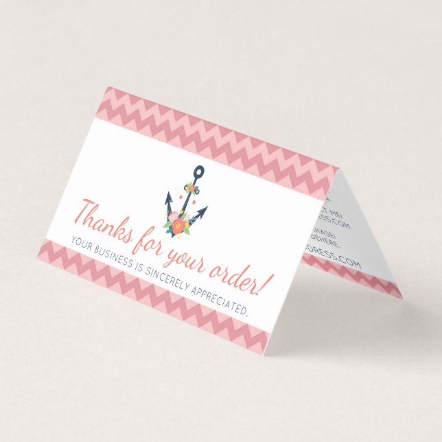 Ancla floral Coral de fe nautica Gracias Tarjeta (Anverso)