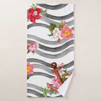 Ancla, flores y olas. Patrón sin inconvenientes