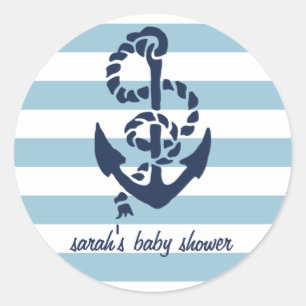 Ancla Náutica Azul Baby Shower Favor Pegatinas