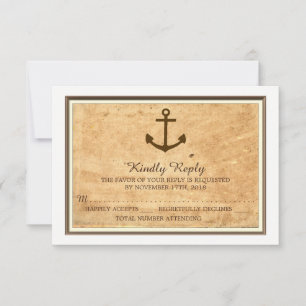 Ancla Náutica Framed Papel Vintage Wedding RSVP