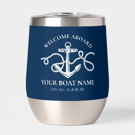 Ancla Náutica Nombre de Barco Personalizado Azul M