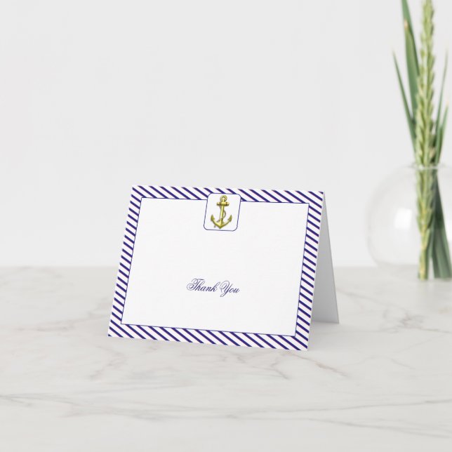 Ancla Náutica Raya Azul Boda Agradecimiento (Anverso)