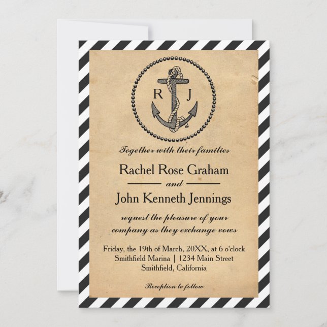 Ancla Náutica Vintage - Invitación a la boda