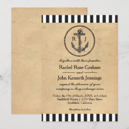 Ancla náutica vintage - Invitación de boda