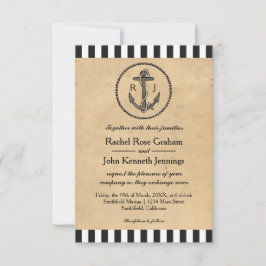 Ancla náutica vintage - Invitación de matrimonio 3