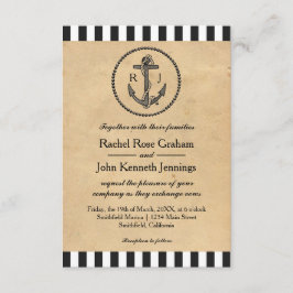 Ancla náutica vintage - Invitación de matrimonio 3