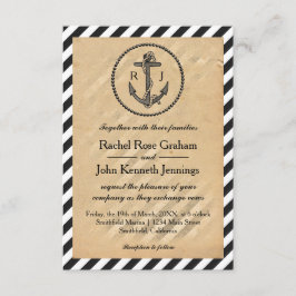Ancla náutica vintage - Invitación de matrimonio 3