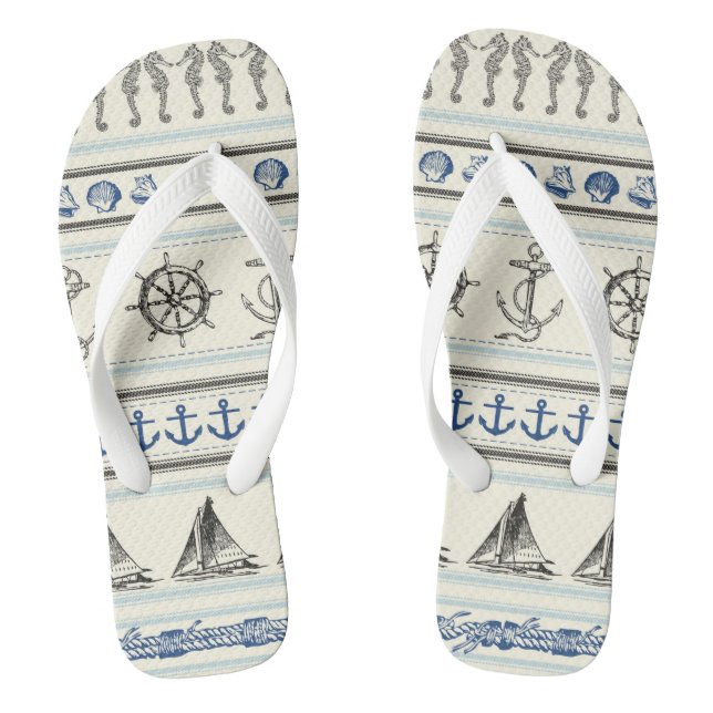 Ancla Nautical Rope Kno Flip Flop Sandalias (Plantilla)