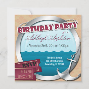 Ancla y orto en el mar Invitaciones a cumpleaños