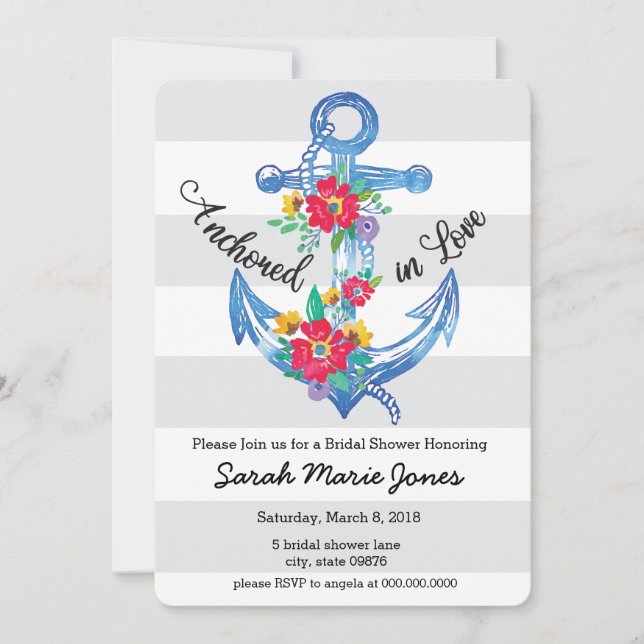 Anclado en amor Invitación a ducha de novia (Anverso)