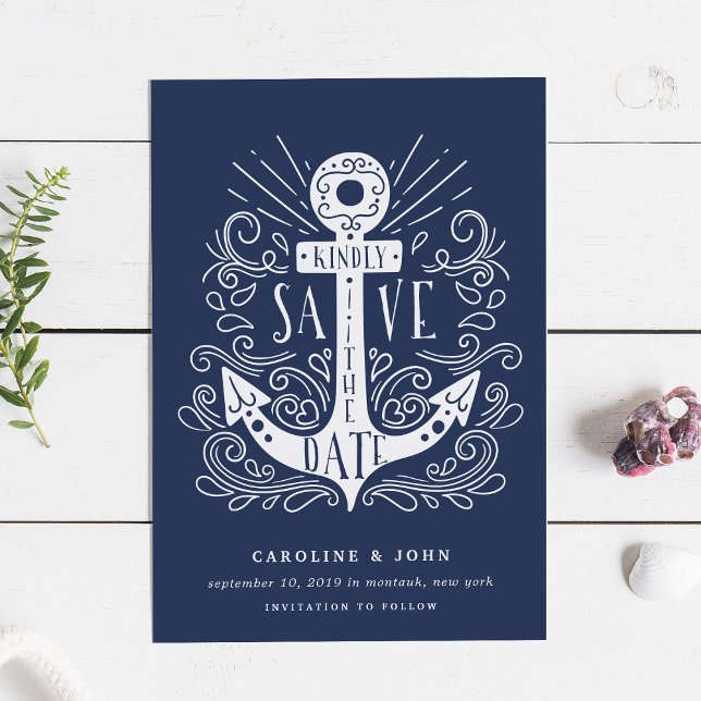 Anclaje dibujado a mano Guardar la tarjeta de fech (Subido por el creador)