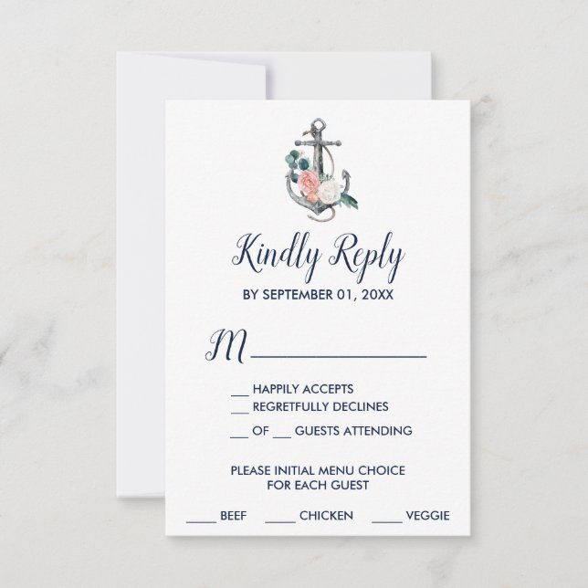Anclaje floral | Tarjeta RSVP de selección de menú (Anverso)