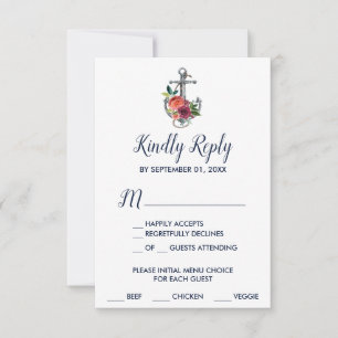 Anclaje floral Tarjeta RSVP de selección de menú