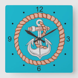 Anclaje naumático 1 reloj de pared cuadrado