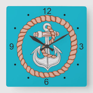Anclaje naumático 1 reloj de pared cuadrado