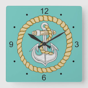 Anclaje naumático 3 reloj de pared cuadrado