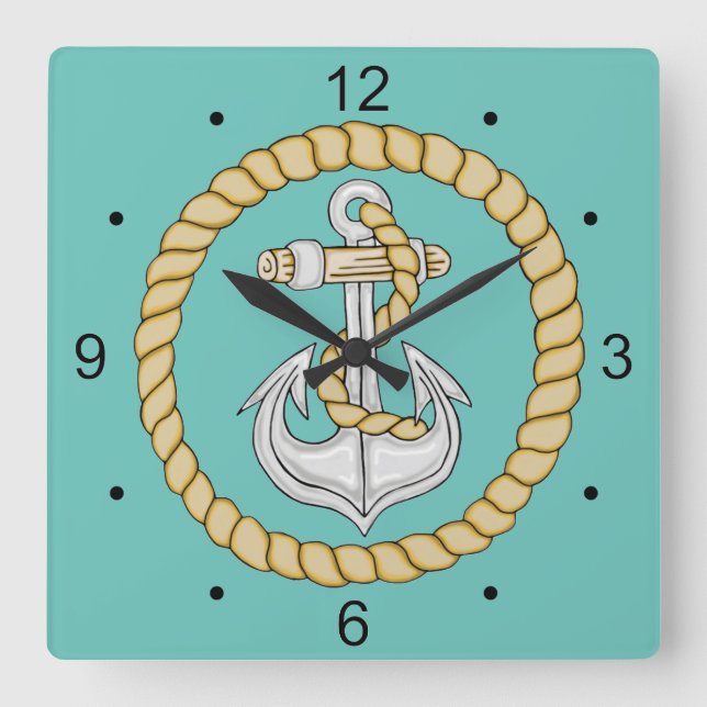 Anclaje naumático 3 reloj de pared cuadrado (Anverso)