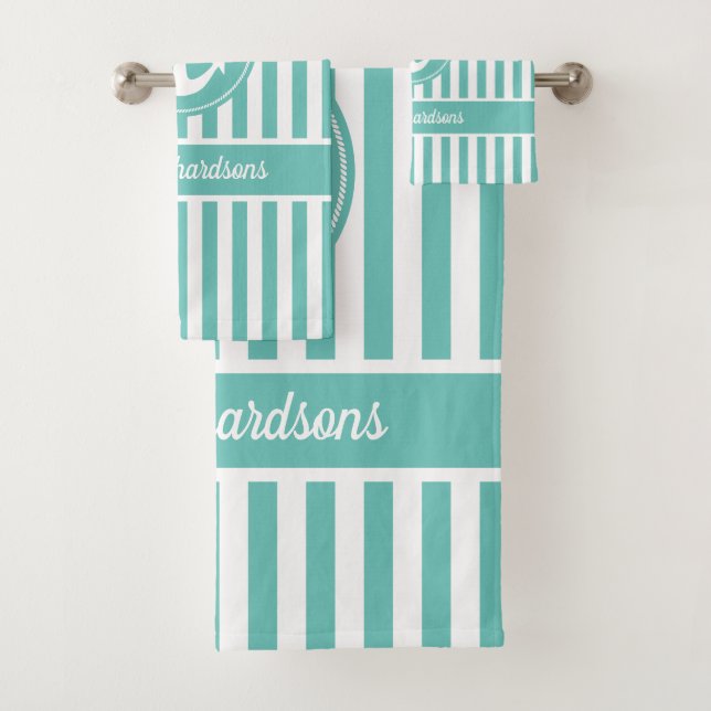 Anclaje nautico con franjas Verde azuladas y blanc (In situ)