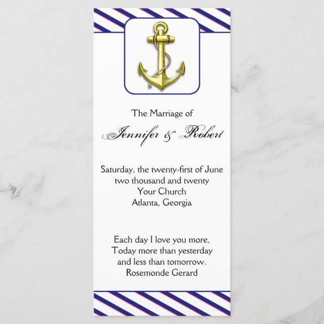Anclaje náutico sobre el programa de casamiento de (Anverso)