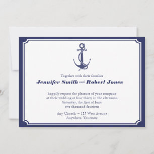 Anclaje náutico sobre la invitación a la boda nava