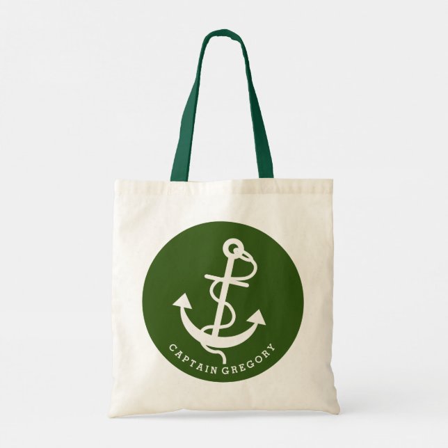 Anclaje Náutico Verde Y Blanco 2 Bolsa Tote (Reverso)