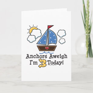 Anclas Aweigh Sailboat Invitación de tercer cumple