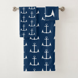 Anclor Nautical Navy Blue Bath Toque Set