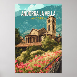 Andorra la Vella Arte Vintage de Viaje