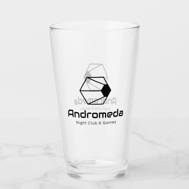 Andromeda Pint Glass (Negro sobre transparente) (Anverso)