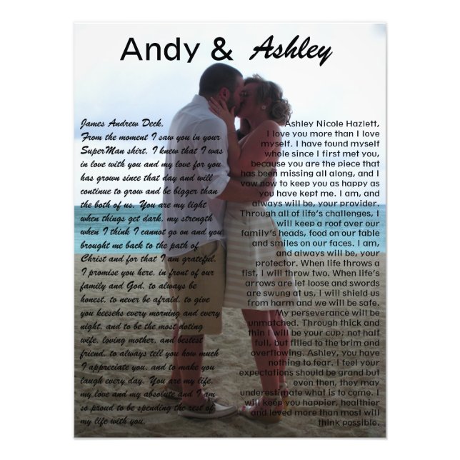 Andy & Ashley, foto boda con votos (Frente)