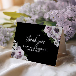 Aneglora Negra y Floral Púrpura Invitación de Desp