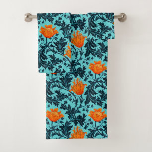 Anémona, azules añiles y coral de William Morris