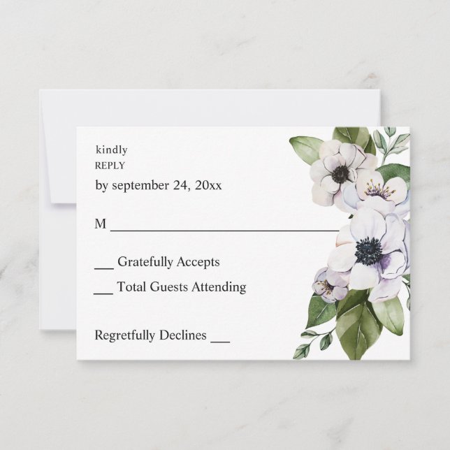 Anémona Floral Blanca sin RSVP de comida (Anverso)
