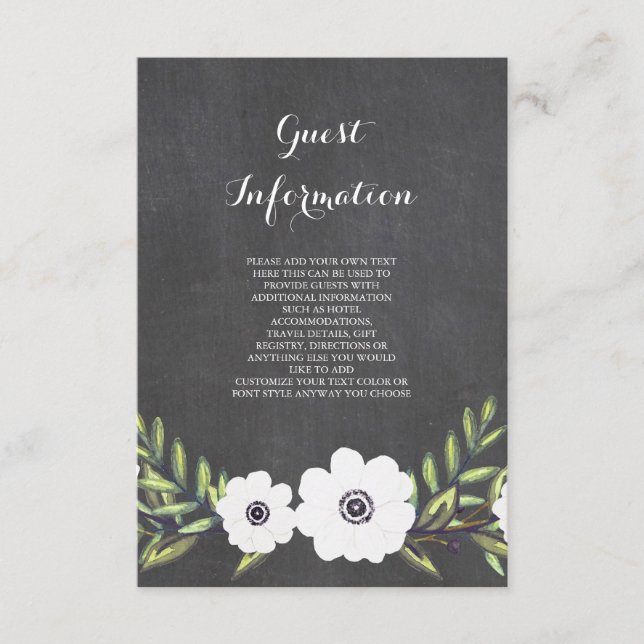 Anémonas pintadas de pizarra - tarjeta de informac (Anverso)