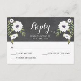 Anémonas pintadas de pizarra - Tarjeta RSVP