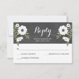 Anémonas pintadas de pizarra - Tarjeta RSVP