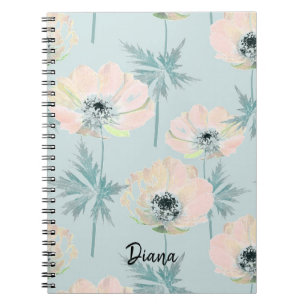 Anémonas rosas delgadas. cuaderno