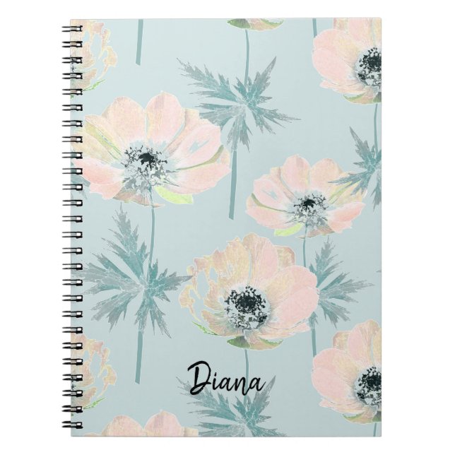 Anémonas rosas delgadas. cuaderno (Frente)