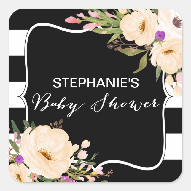 Anemone acuarela florece Pegatinas de Baby Shower (Anverso)