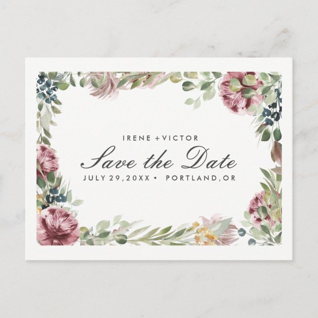 Anemone Blush | Floral Chic BODA tarjeta de aviso  (Anverso)