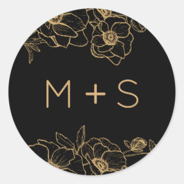 Anemone Bouquet Boda Pegatina Redondo Clásico