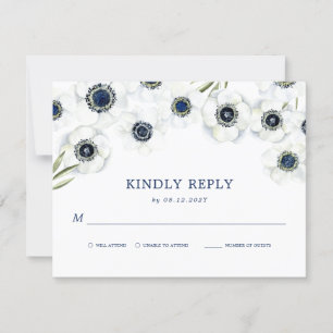 Anemone de medianoche   Floral Wedding RSVP