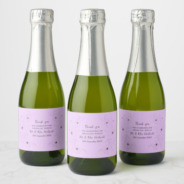Anemone en la etiqueta de la botella de vino mini  (Botellas)