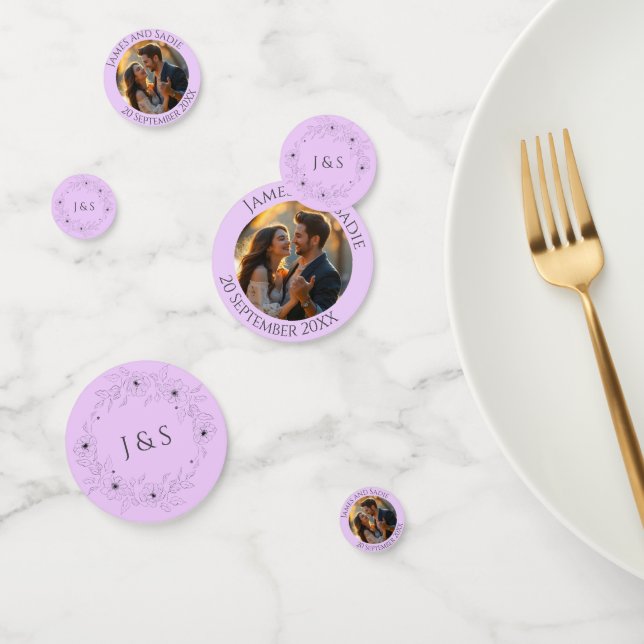 Anemone en Light Lilac Photo Boda Confetti (Grupo)